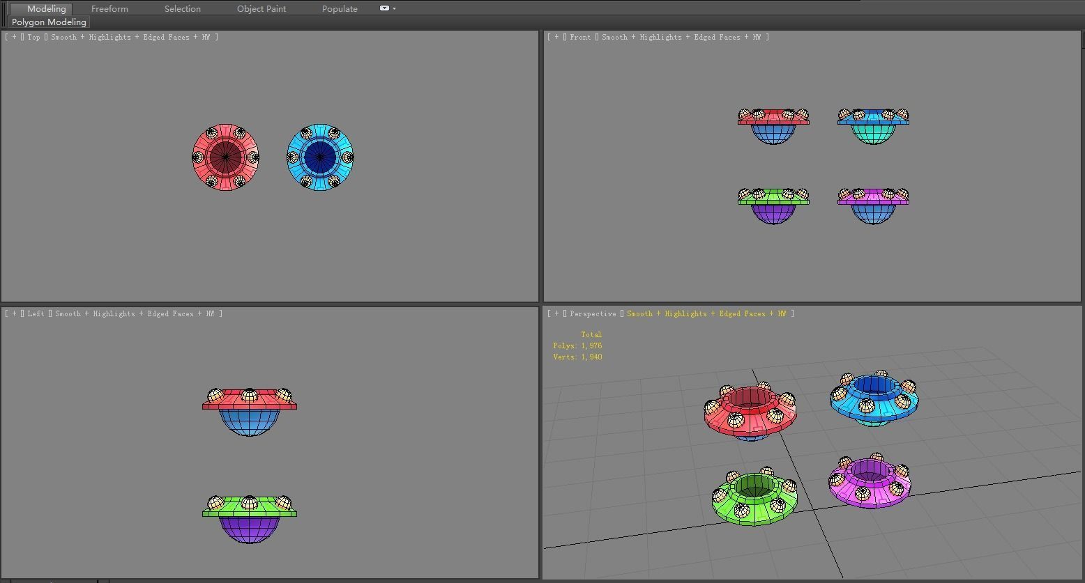 Cartoon alien spaceship - UFO Low-poly 3D model_4