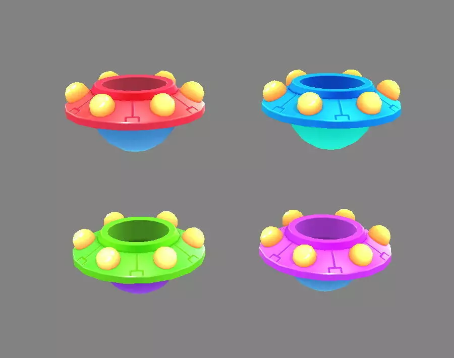 Cartoon alien spaceship - UFO Low-poly 3D model_0