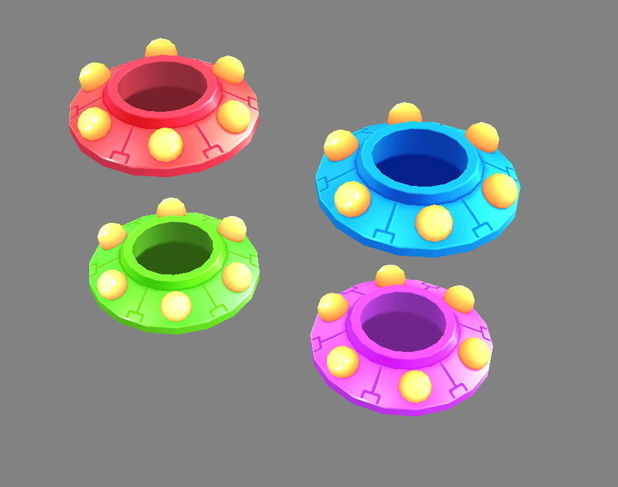 Cartoon alien spaceship - UFO Low-poly 3D model_1