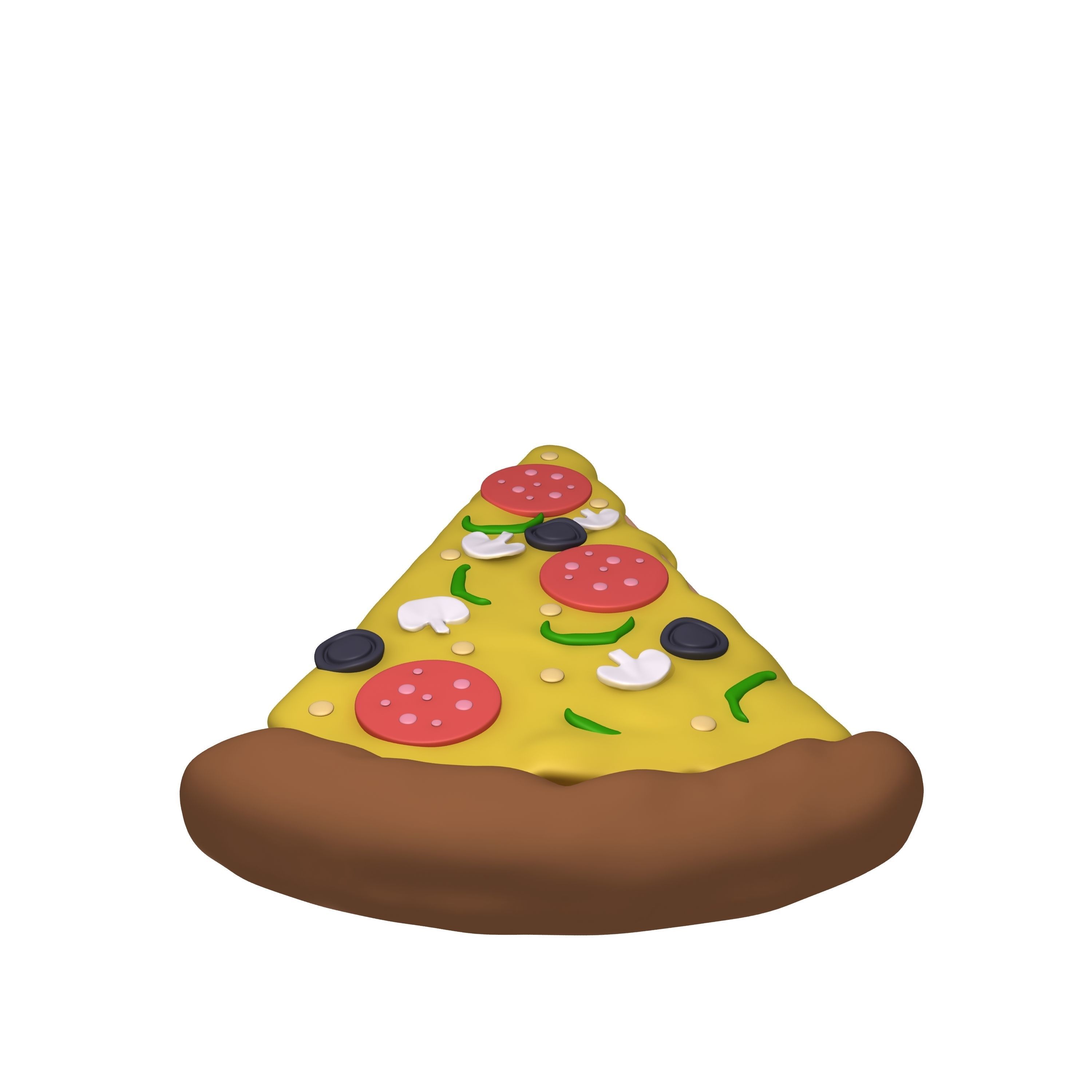 Pizza slice cartoon 3D model_4