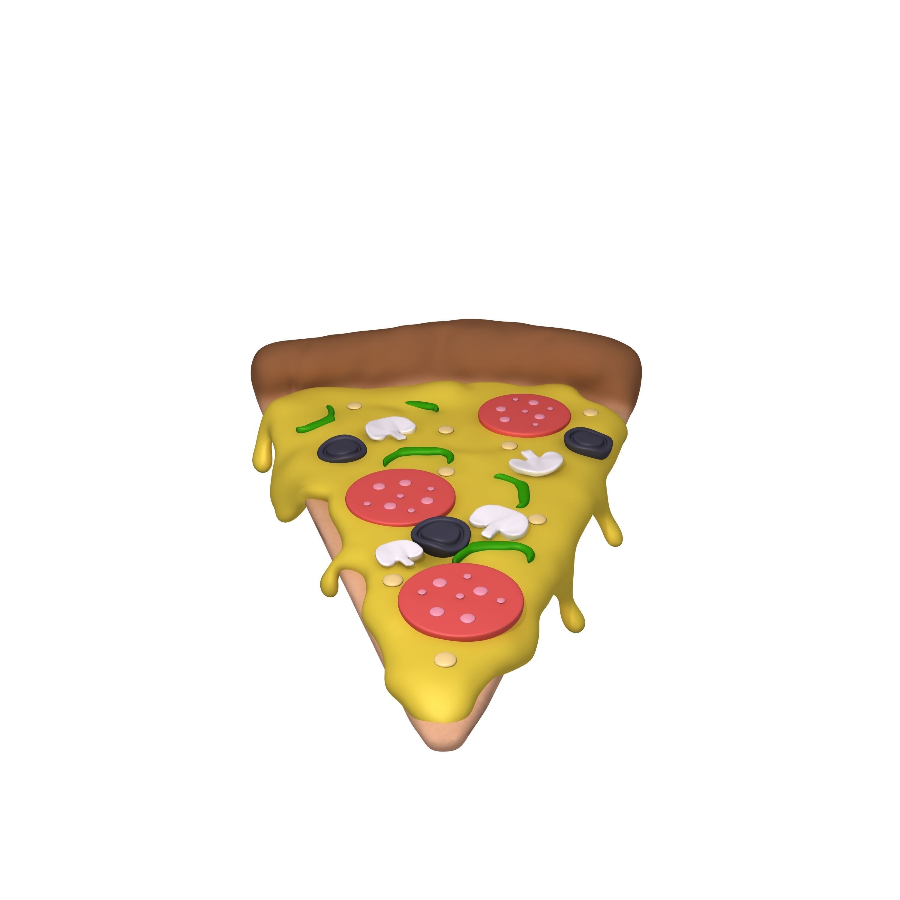 Pizza slice cartoon 3D model_2