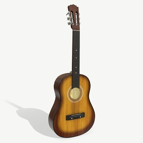 Acoustic Guitar Low-poly 3D model