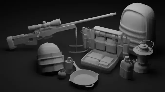 PUBG set object  Low-poly 3D model
