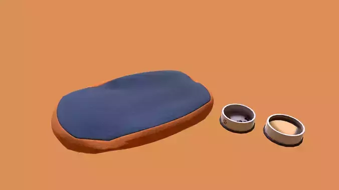 Dog Bed with Dog Bowls