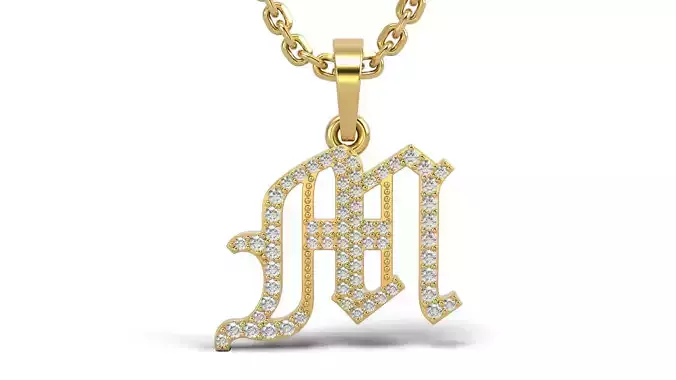 Old English M stone and solid V 2 3D print model