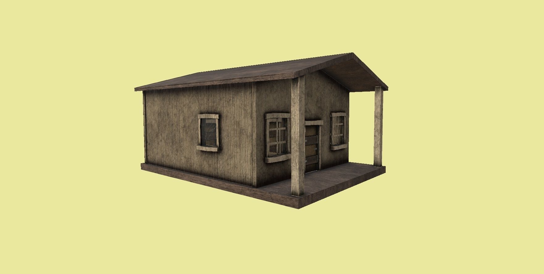 Western House 01 - Wild West Building - Backdrop Full Perm Low-poly 3D model_4