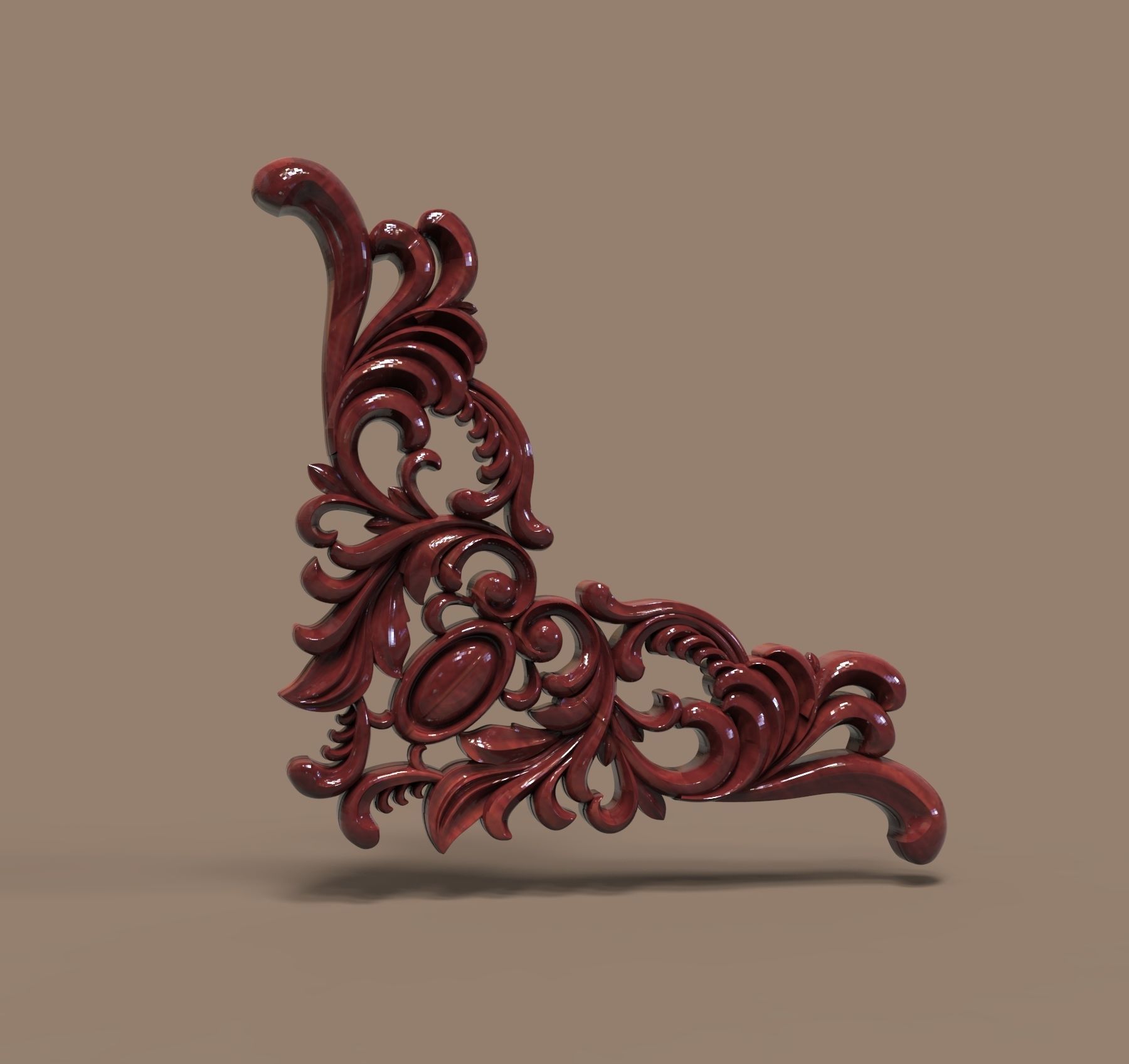 Wood carving decoration 3D model_2