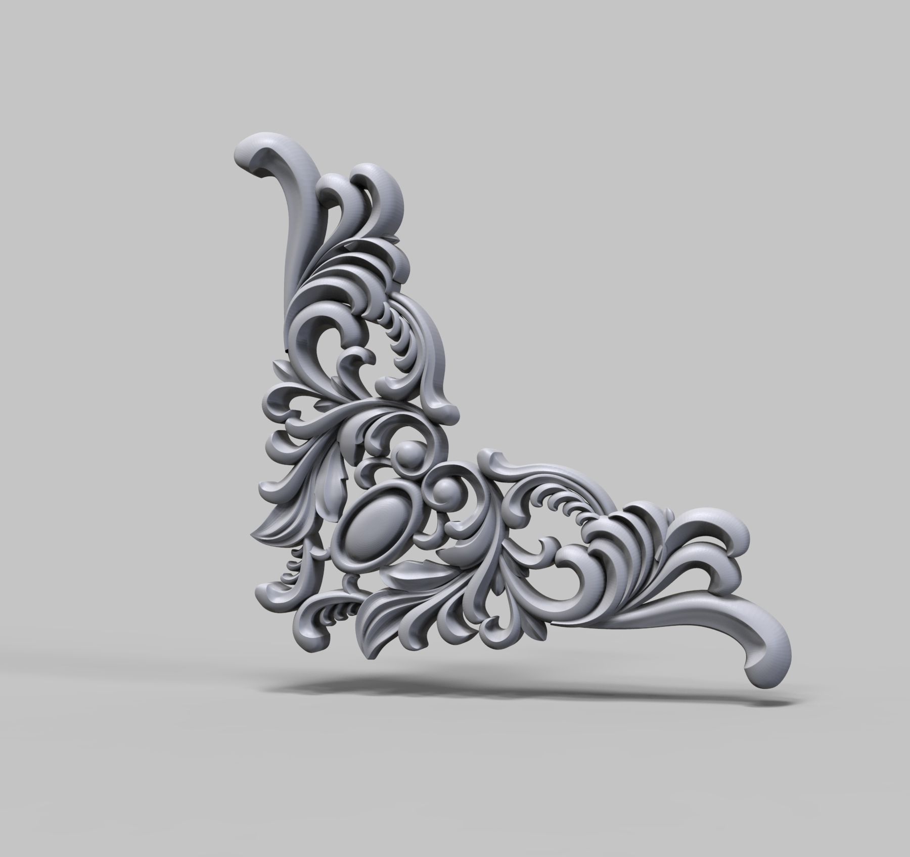 Wood carving decoration 3D model_1