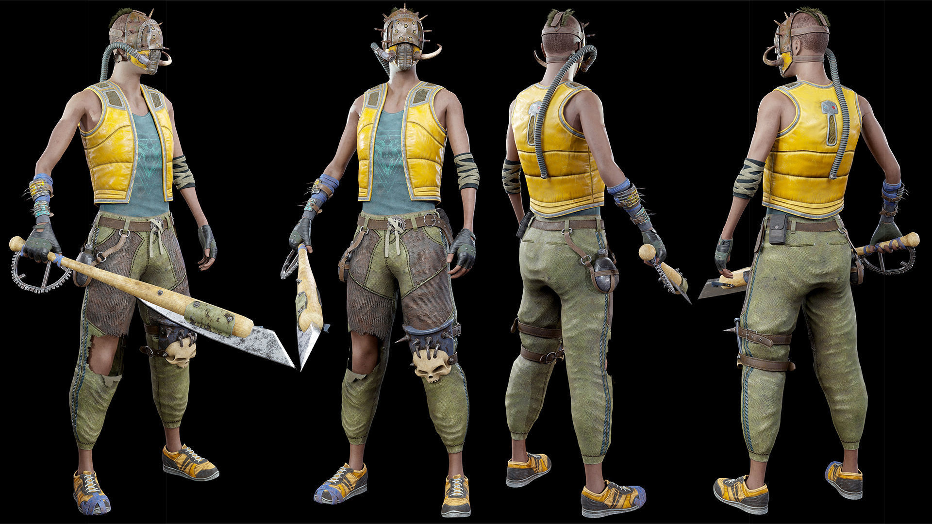 Apocalypse skinnyman Low-poly 3D model_5