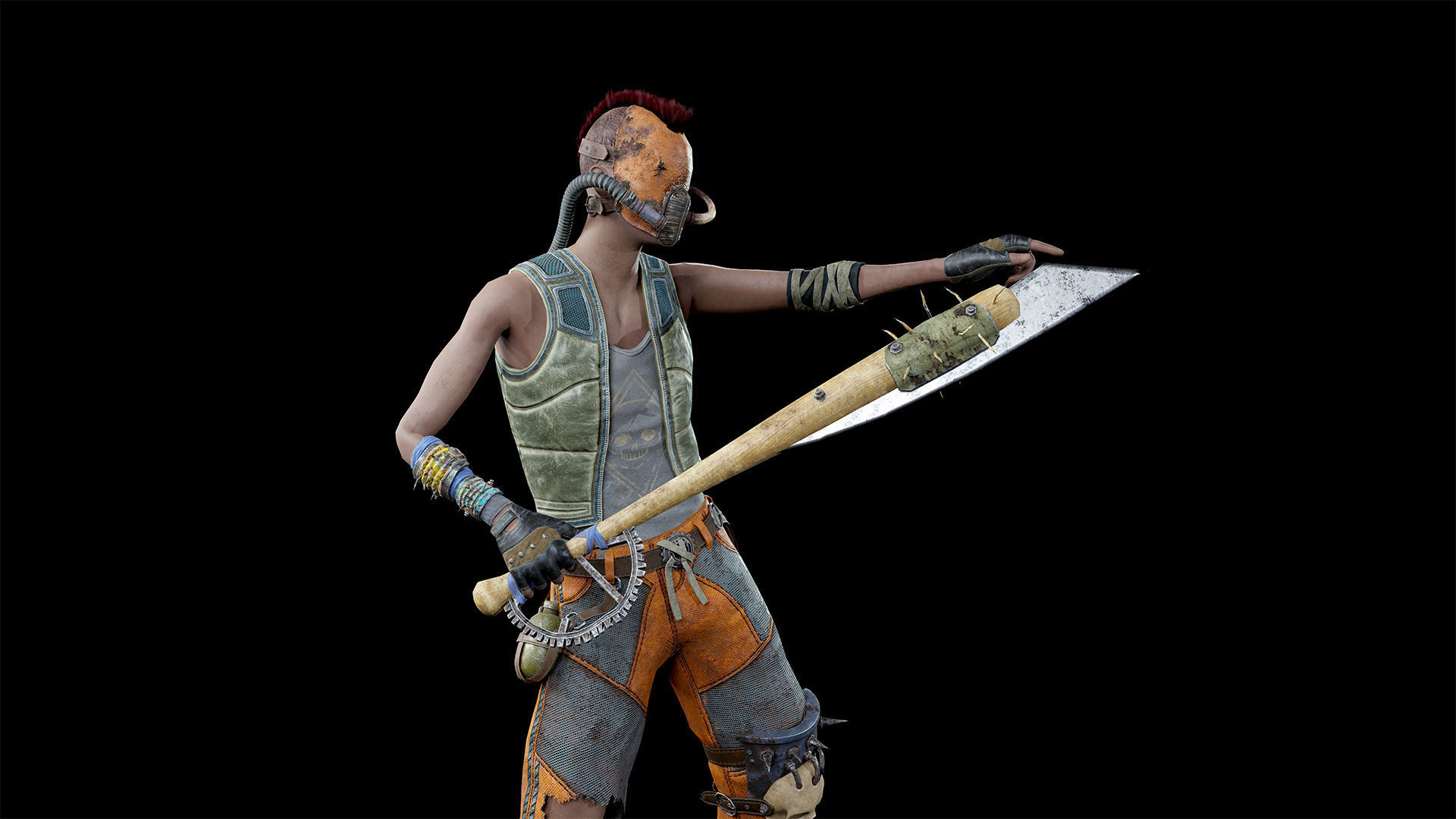 Apocalypse skinnyman Low-poly 3D model_12