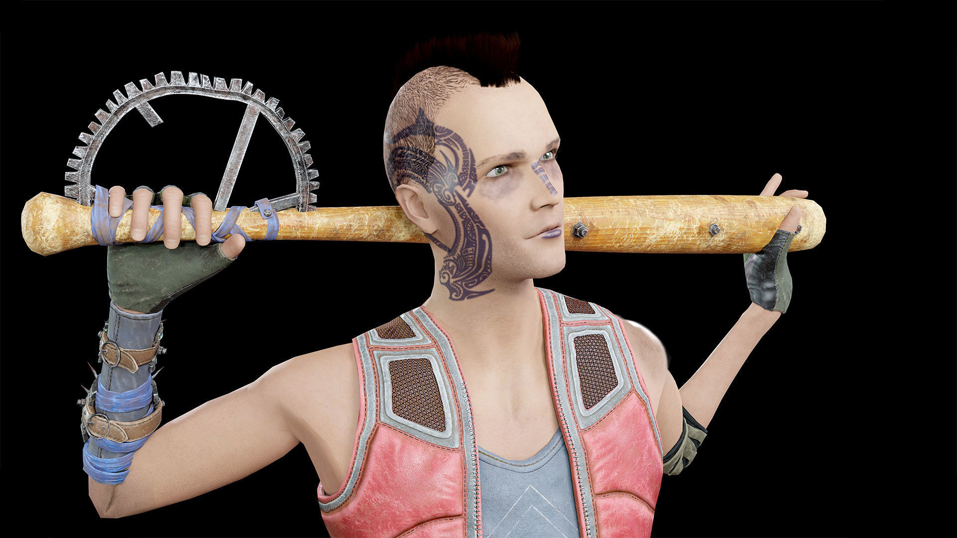 Apocalypse skinnyman Low-poly 3D model_26