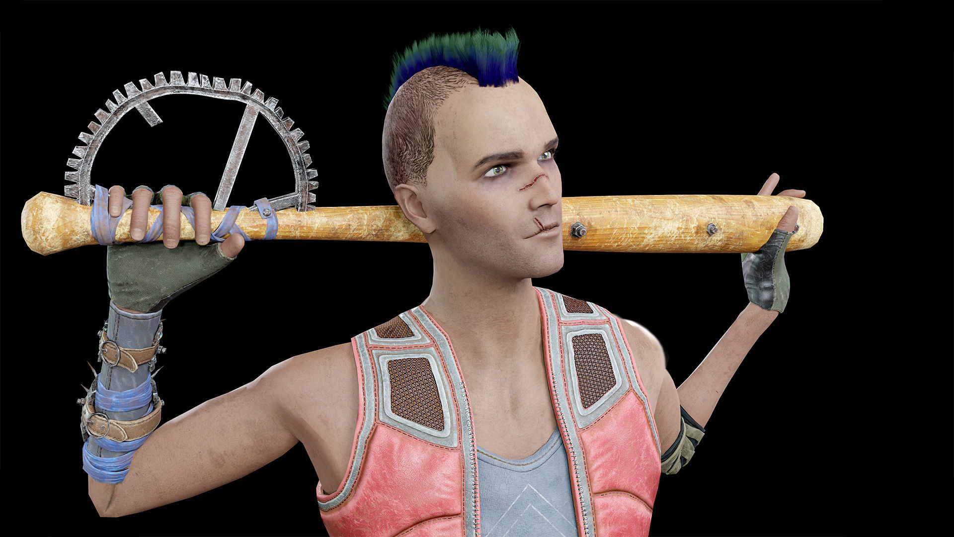 Apocalypse skinnyman Low-poly 3D model_25