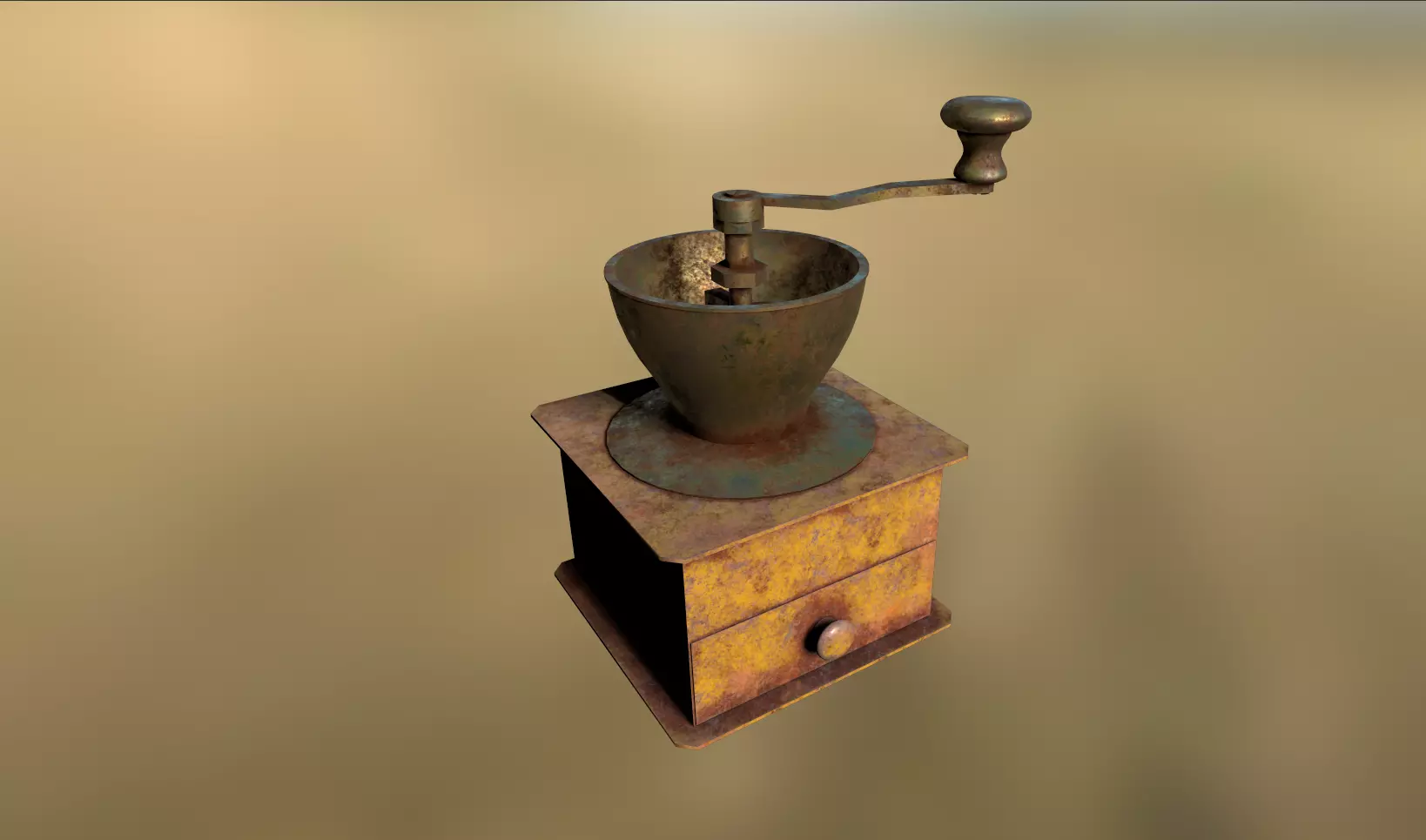 Rusty Coffee Grinder Low-poly 3D model