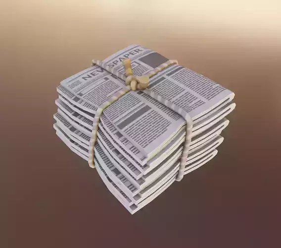 Stylized Newspaper Stack Low-poly 3D model