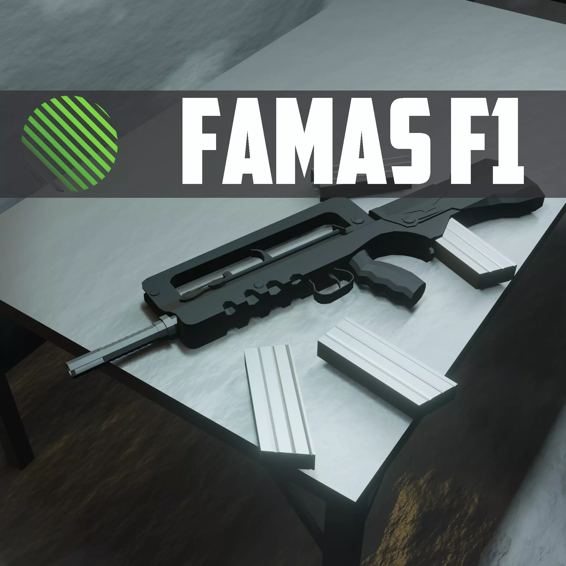 FAMAS low poly stylised Low-poly 3D model_0
