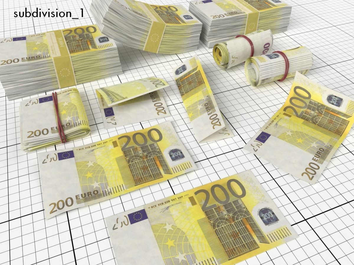 Euro Money Banknote Pack Low-poly 3D model_8