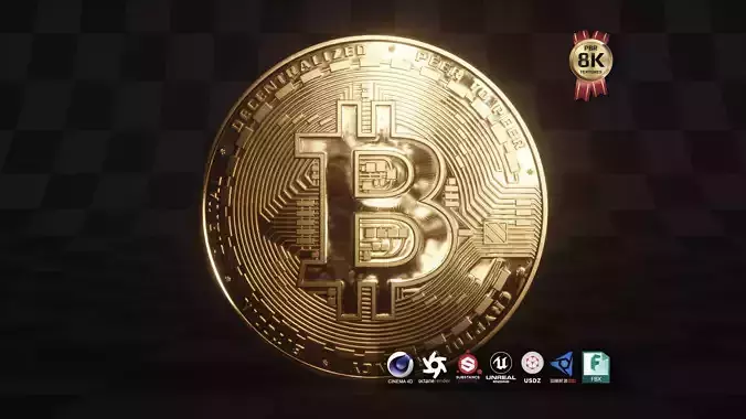 Bitcoin Low-poly 3D model