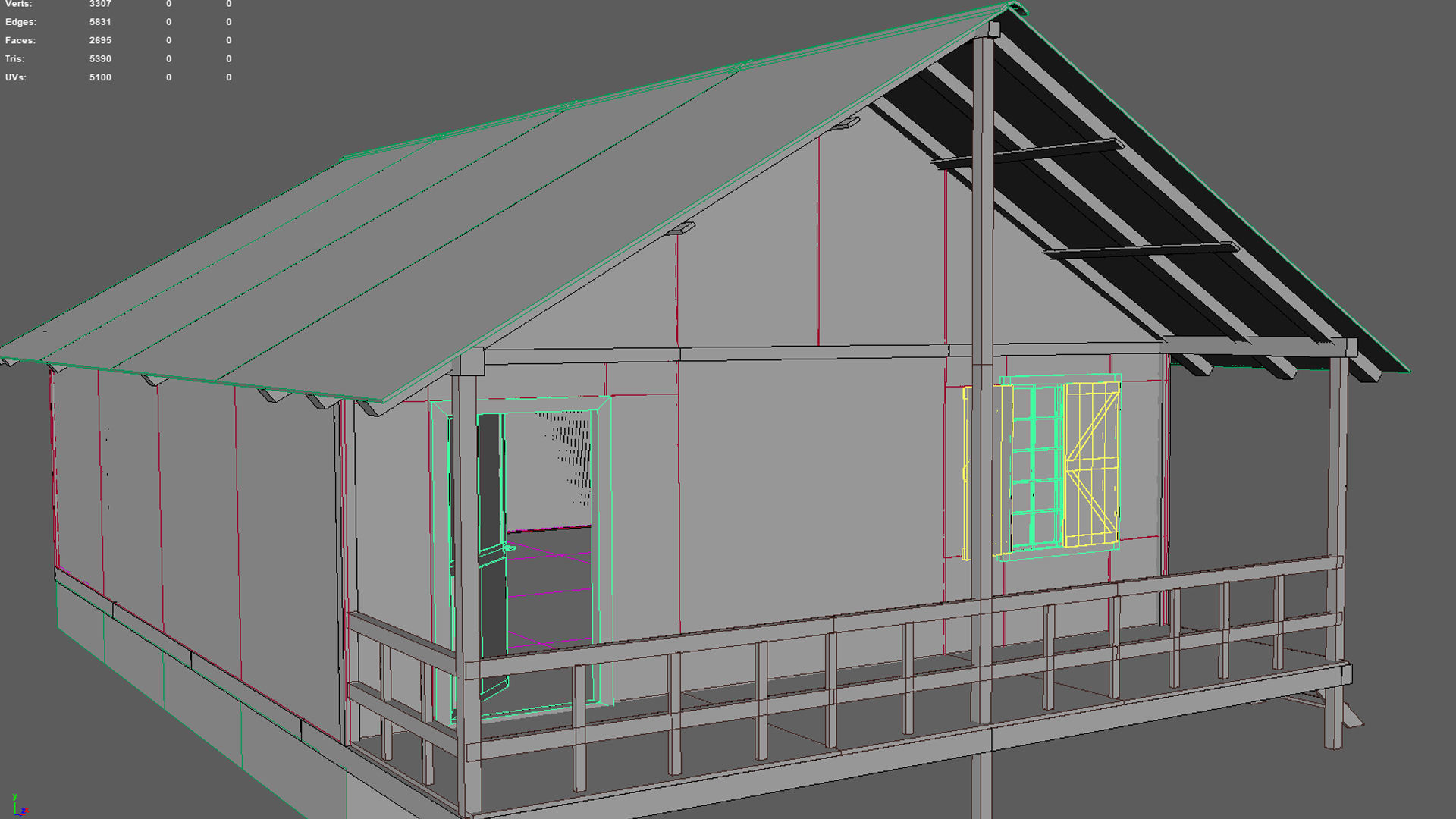 Wood Cabin Low-poly 3D model_9