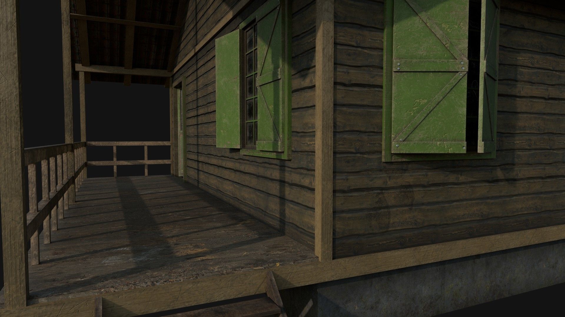 Wood Cabin Low-poly 3D model_2