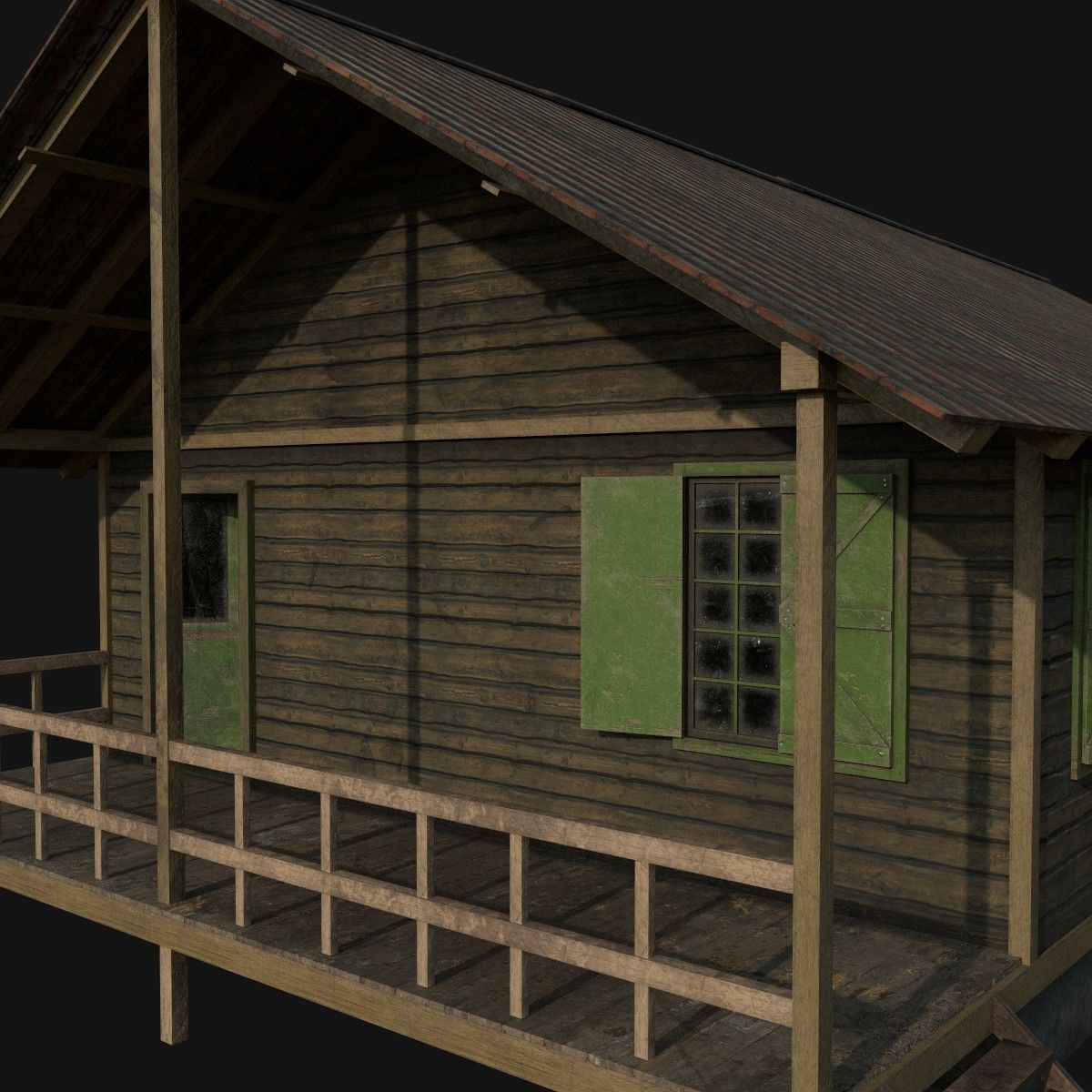 Wood Cabin Low-poly 3D model_8