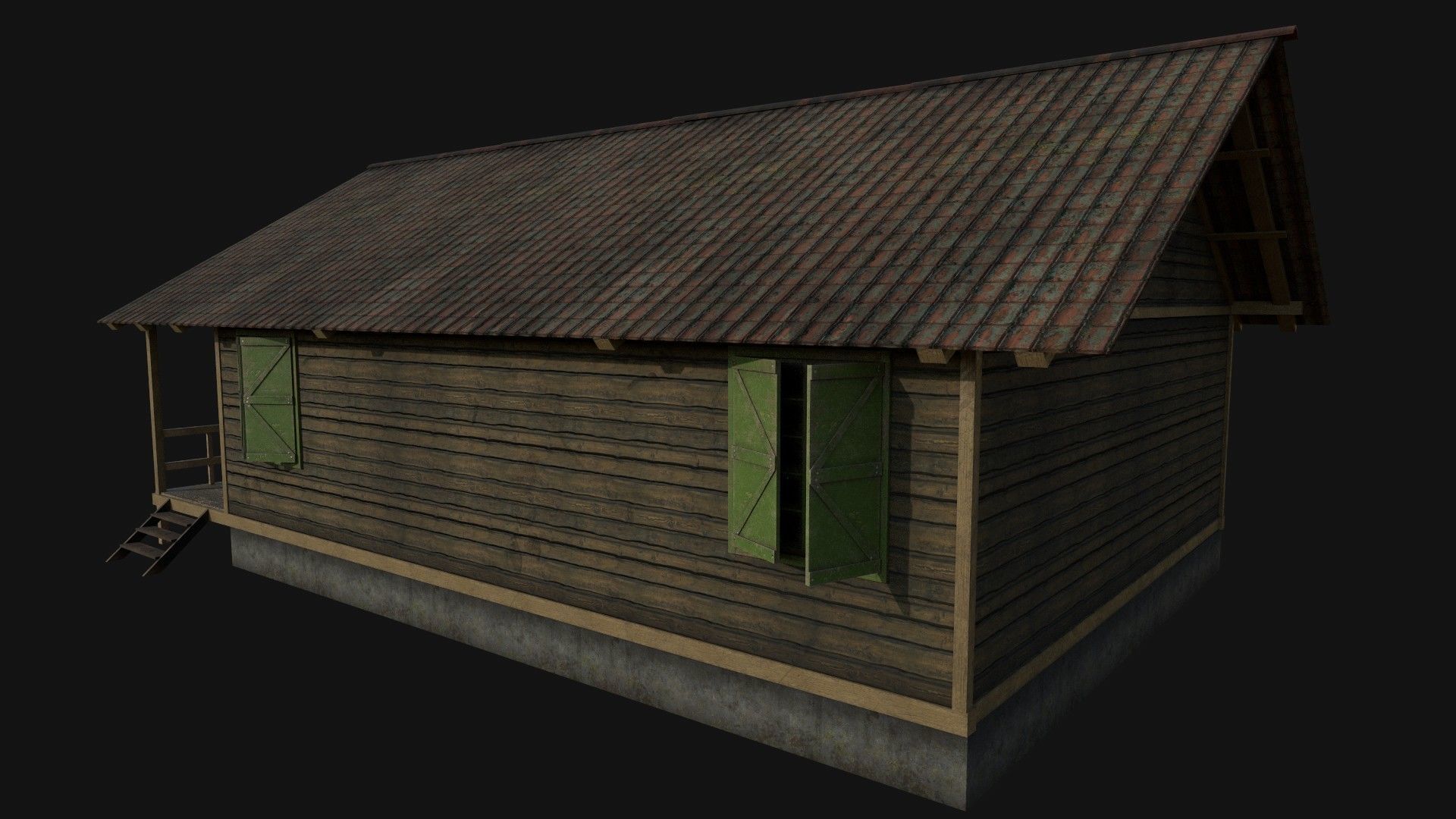 Wood Cabin Low-poly 3D model_5