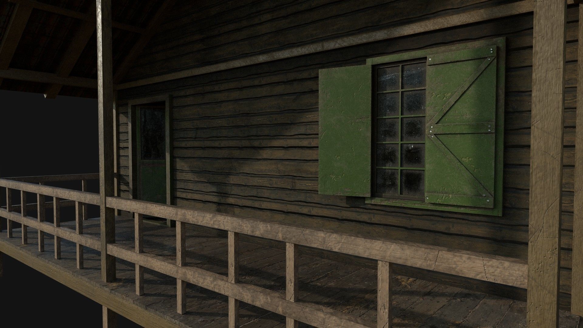 Wood Cabin Low-poly 3D model_7