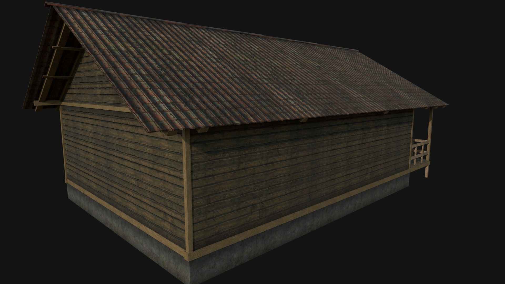Wood Cabin Low-poly 3D model_4