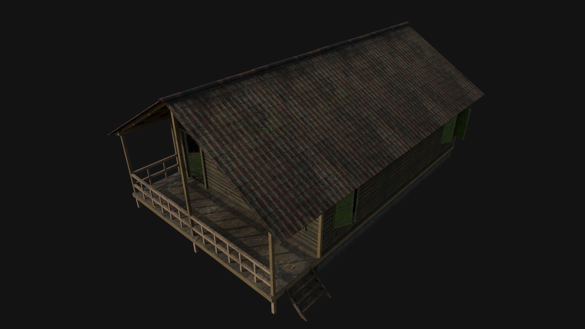 Wood Cabin Low-poly 3D model_6
