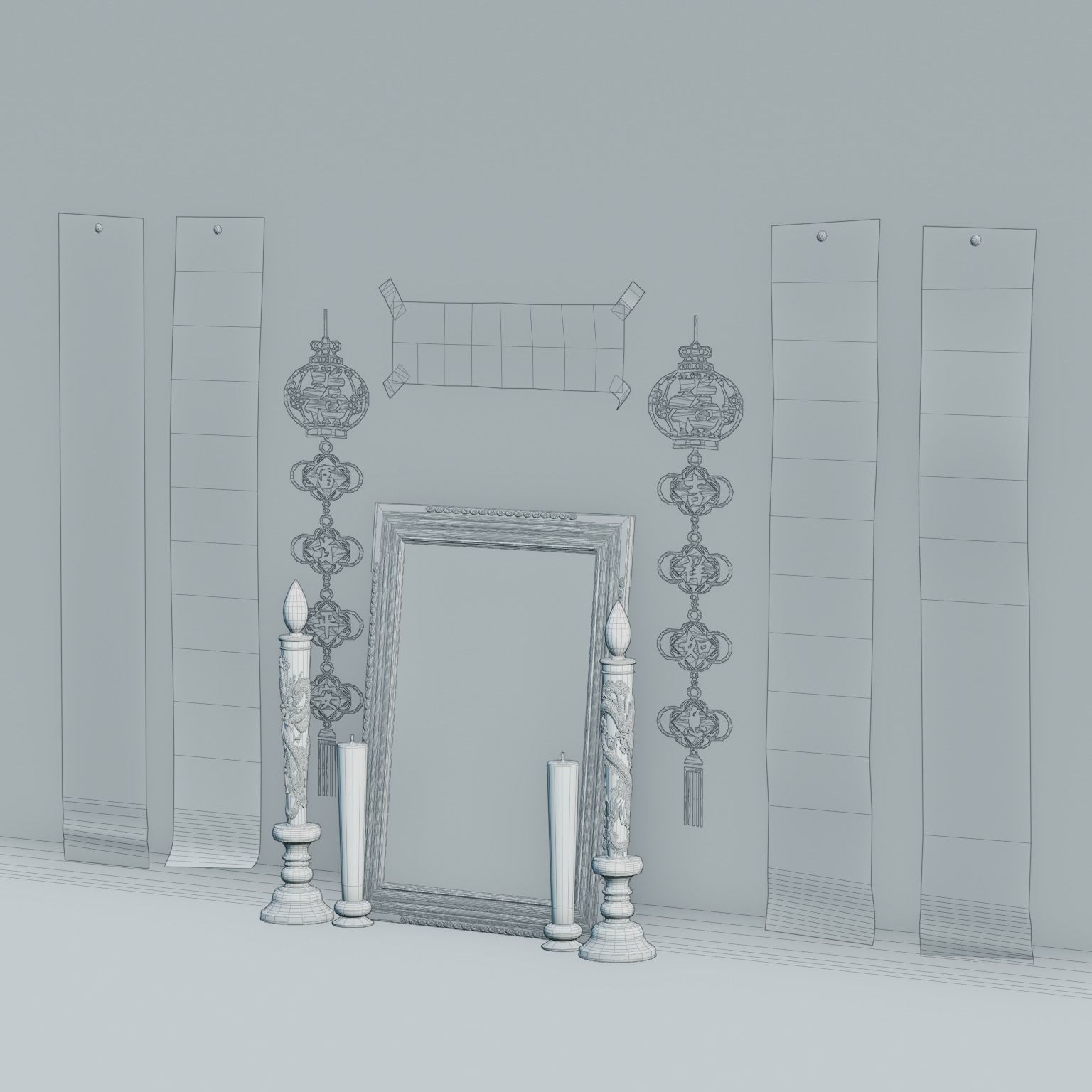 Chinese New Year Altar Decor Low-poly 3D model_7
