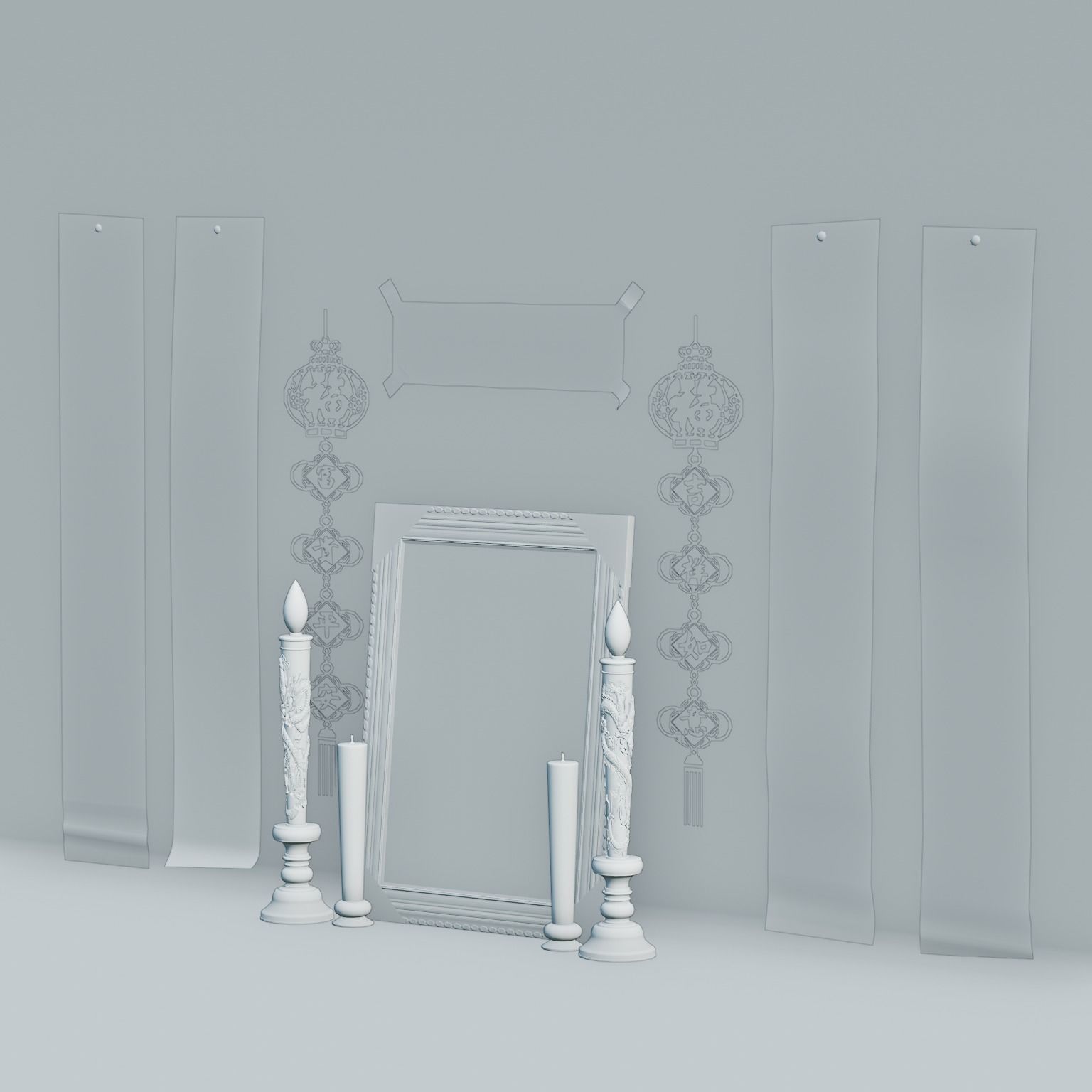 Chinese New Year Altar Decor Low-poly 3D model_10