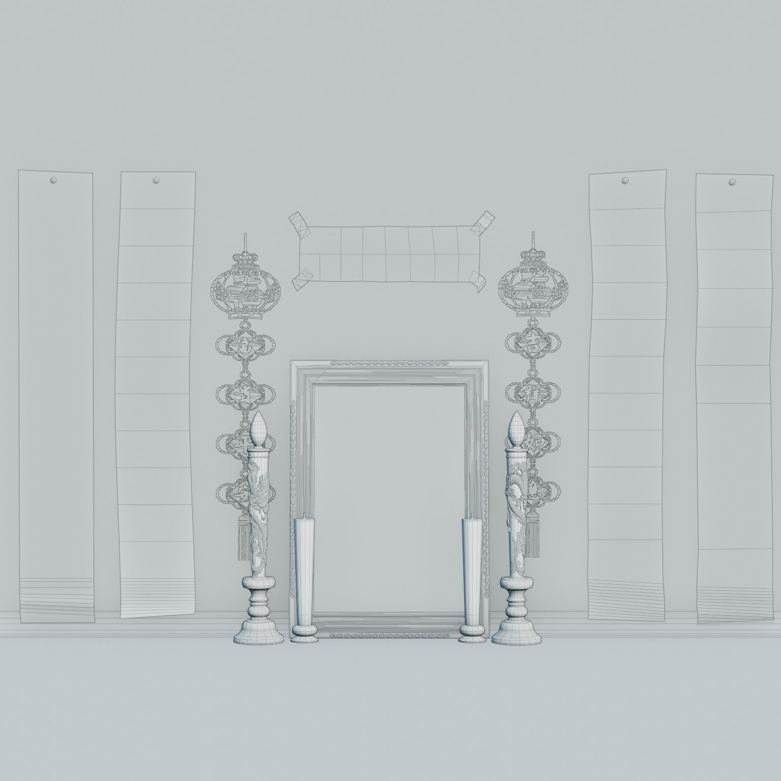 Chinese New Year Altar Decor Low-poly 3D model_6