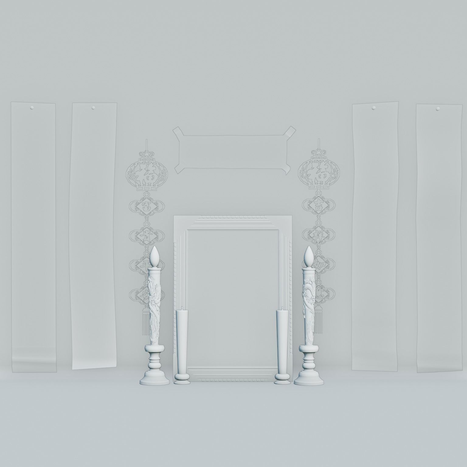 Chinese New Year Altar Decor Low-poly 3D model_9