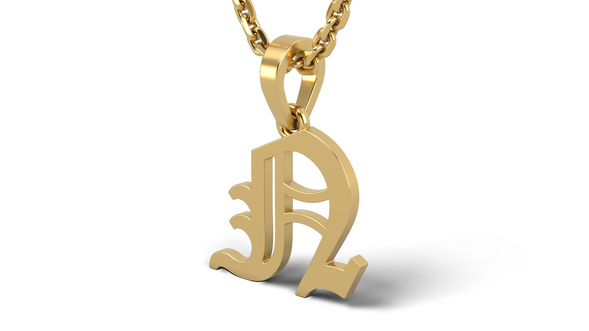 Old English N stone and solid V 2 3D print model_3