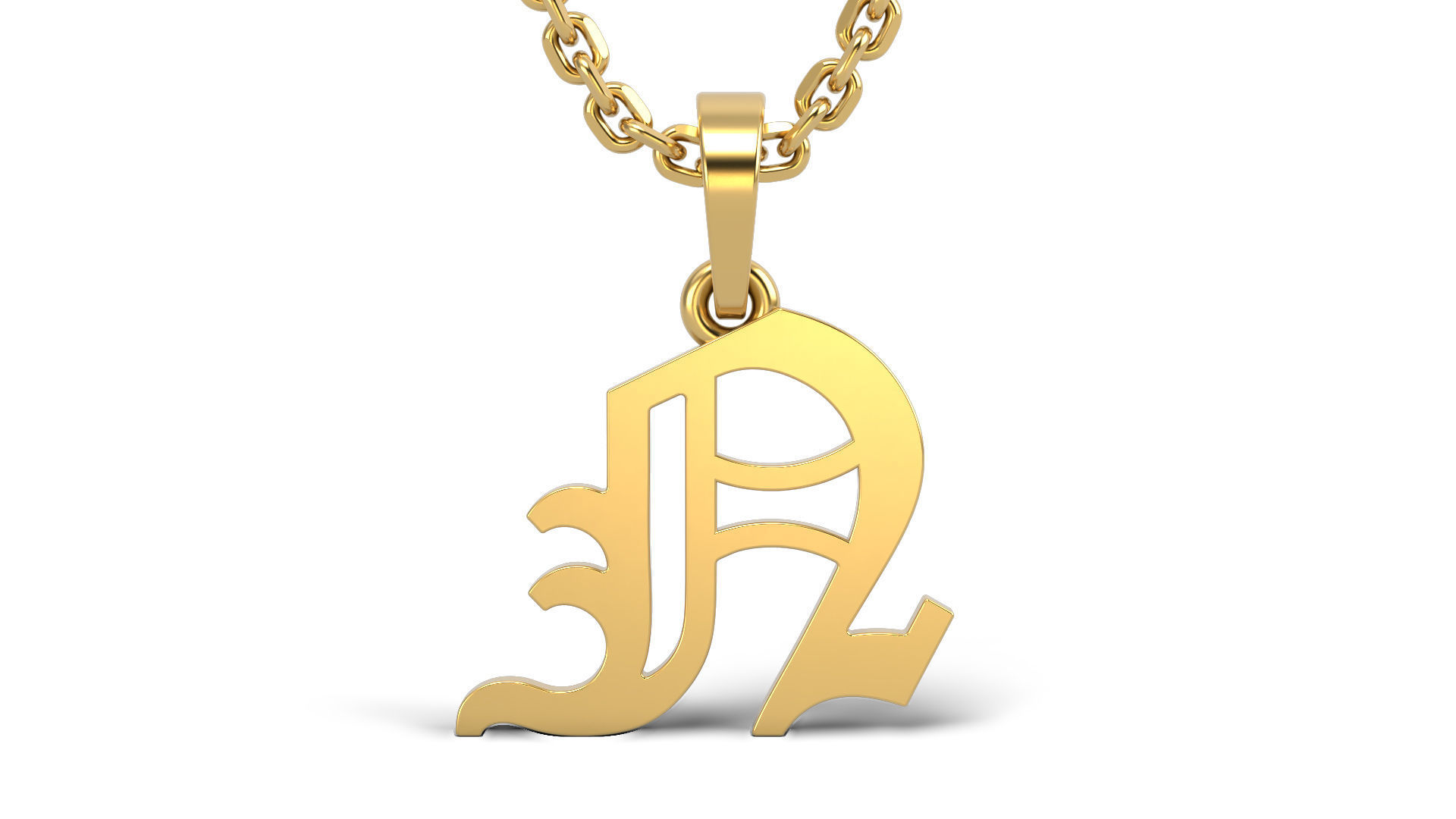 Old English N stone and solid V 2 3D print model_2