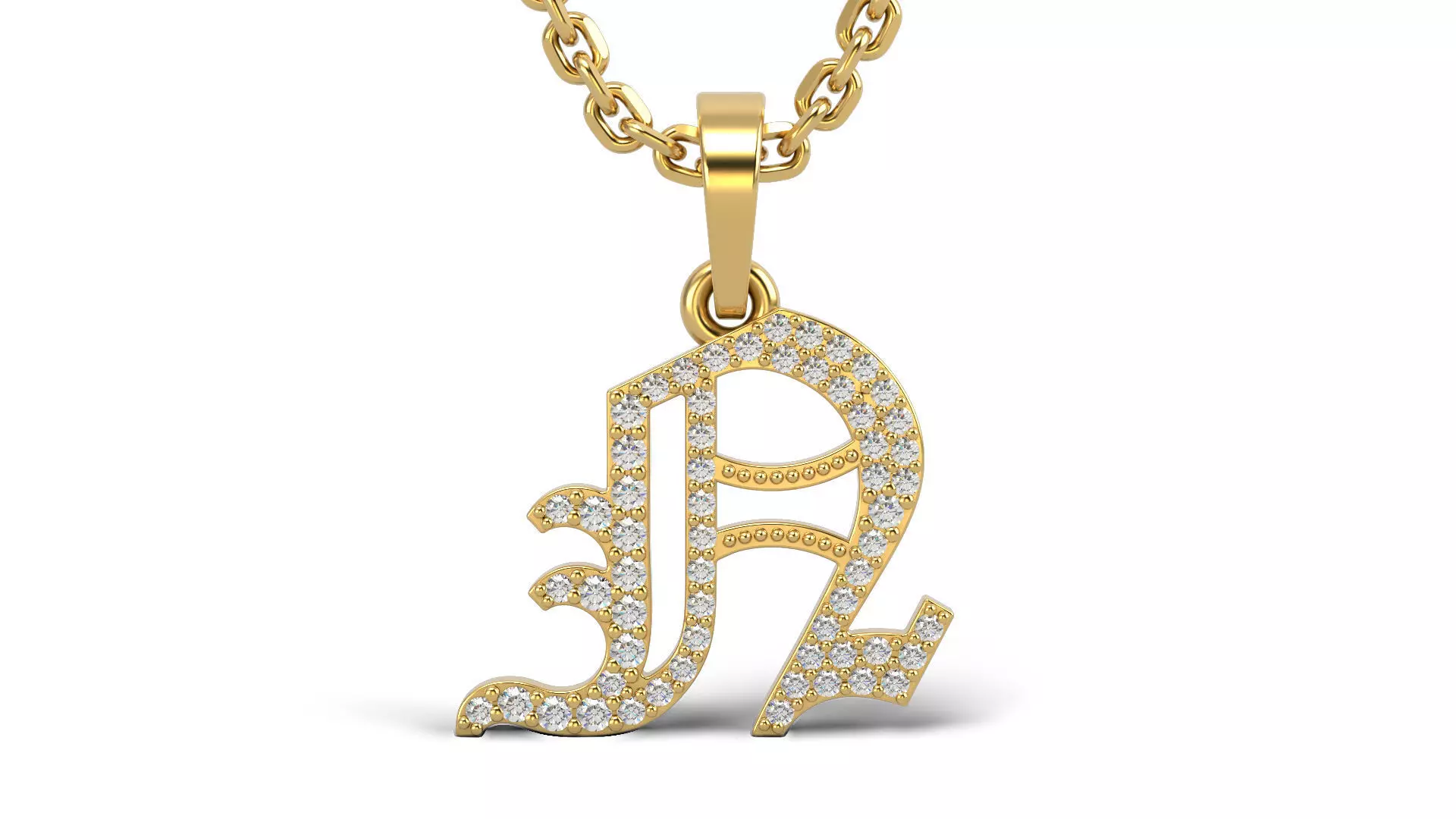 Old English N stone and solid V 2 3D print model_0