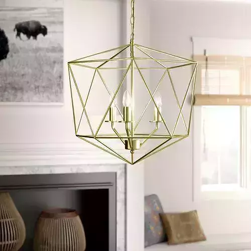 Brushed Nickel Todd Light Candle Style Geometric Chandelier 3D model