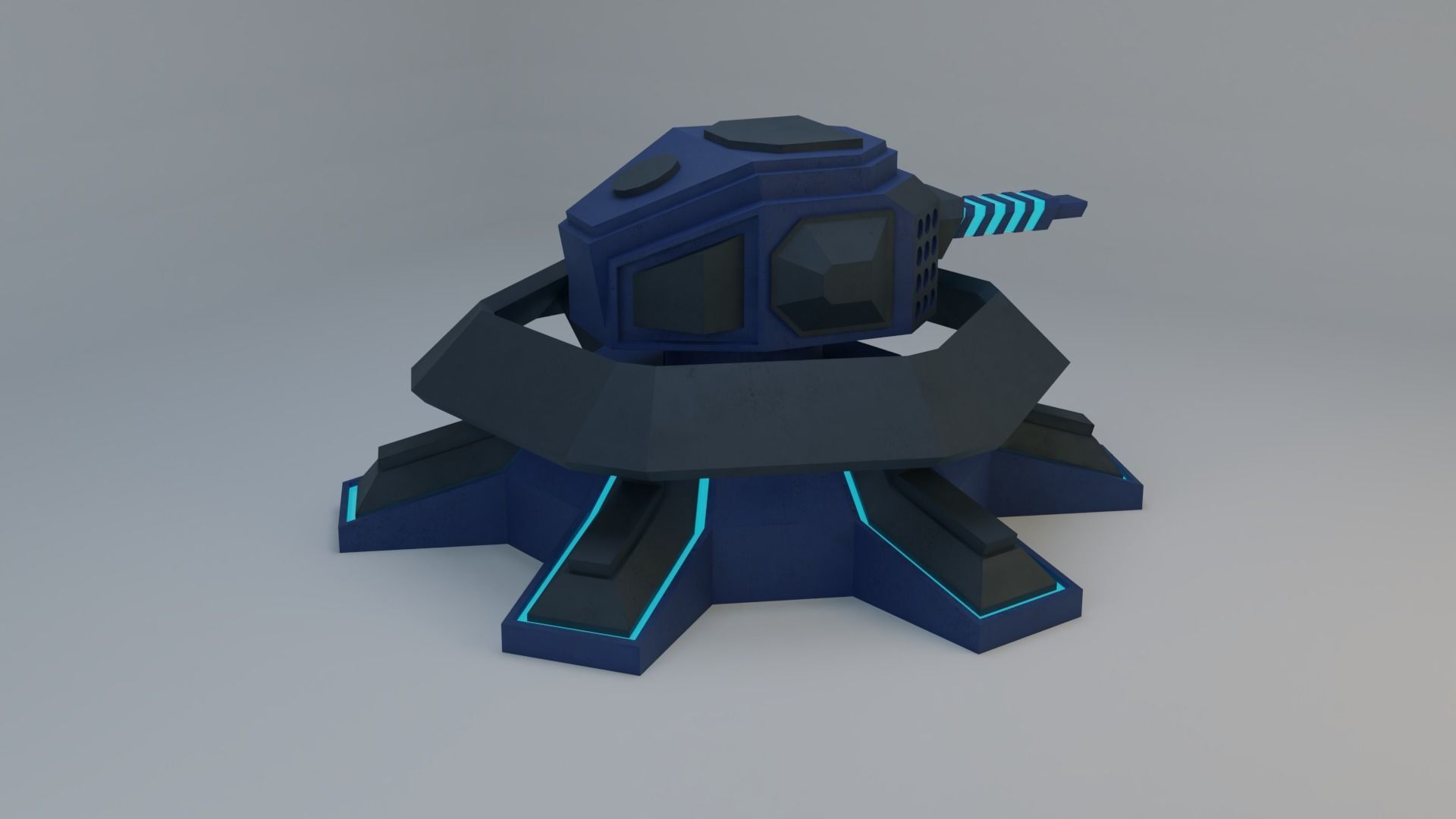 Sci-Fi Plasma Turret Free low-poly 3D model_9