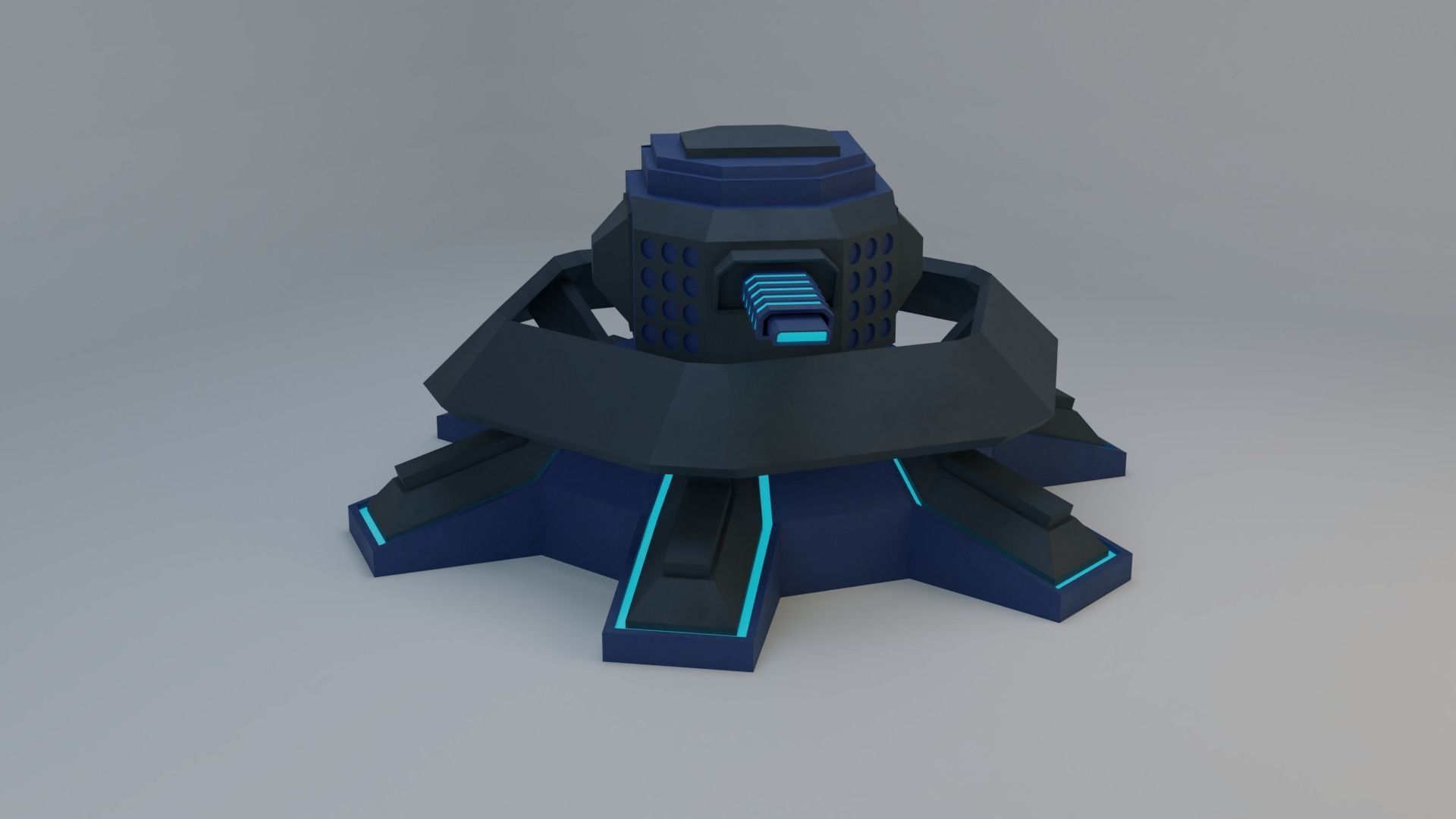 Sci-Fi Plasma Turret Free low-poly 3D model_2