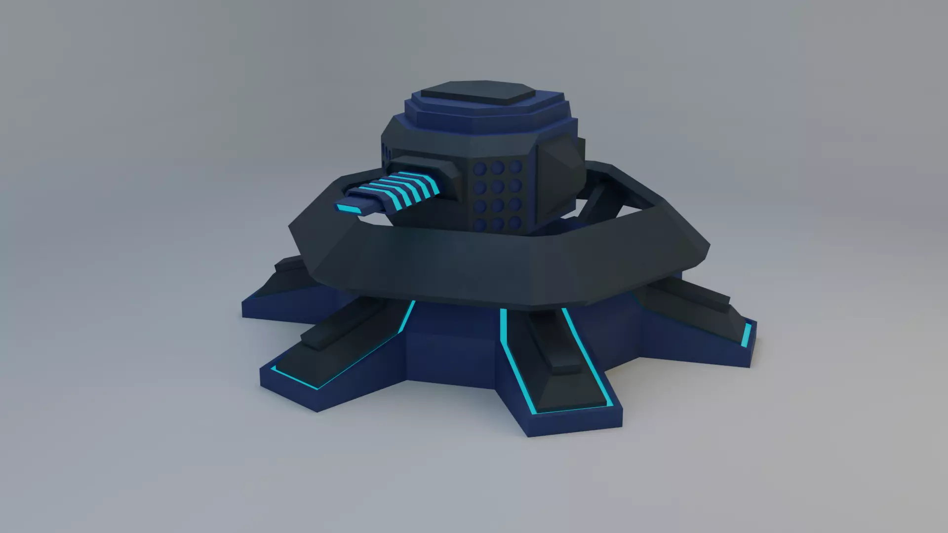Sci-Fi Plasma Turret Free low-poly 3D model_0