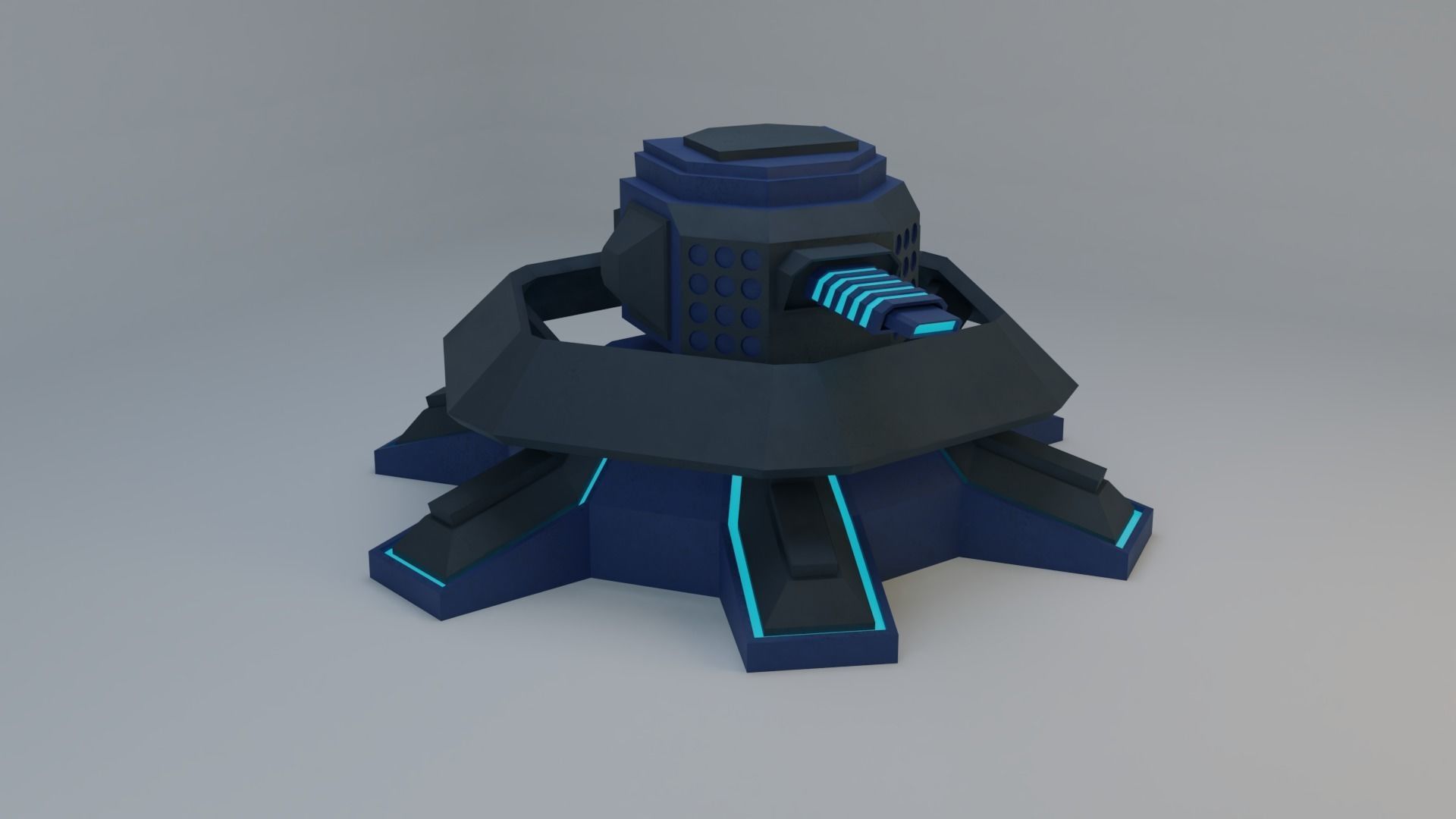 Sci-Fi Plasma Turret Free low-poly 3D model_3