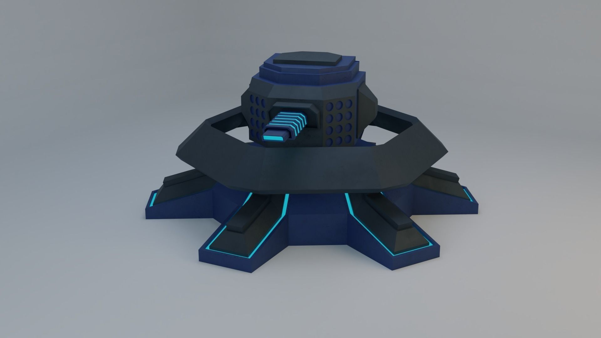 Sci-Fi Plasma Turret Free low-poly 3D model_1