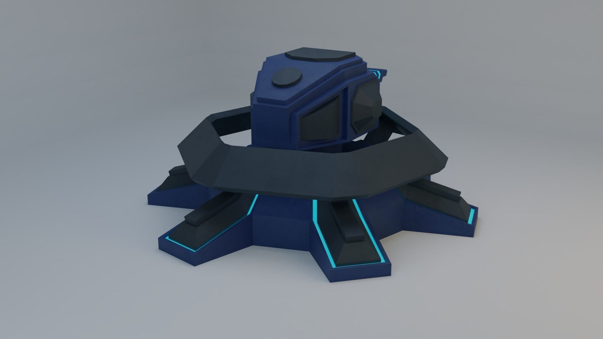 Sci-Fi Plasma Turret Free low-poly 3D model_11