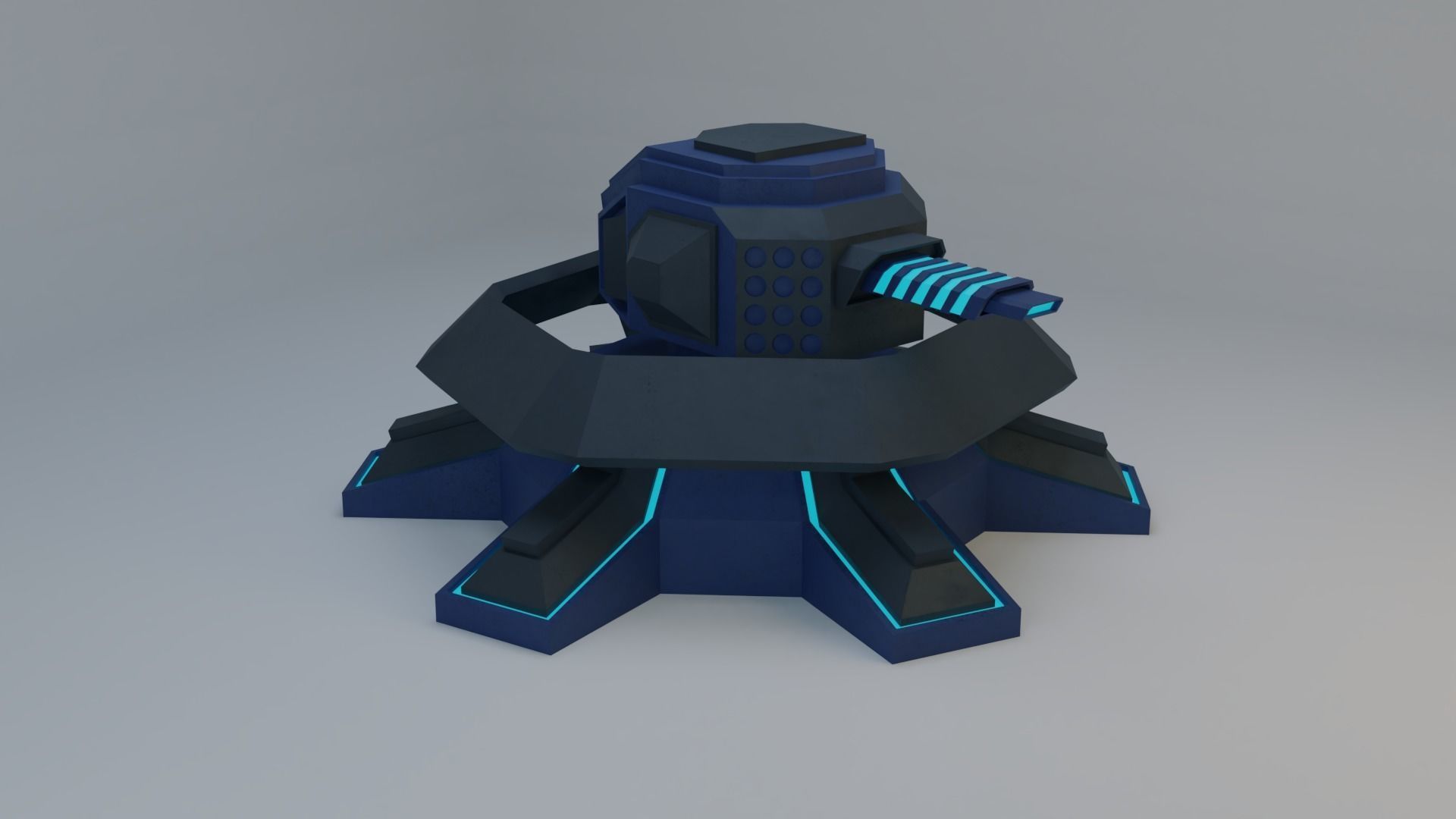 Sci-Fi Plasma Turret Free low-poly 3D model_4