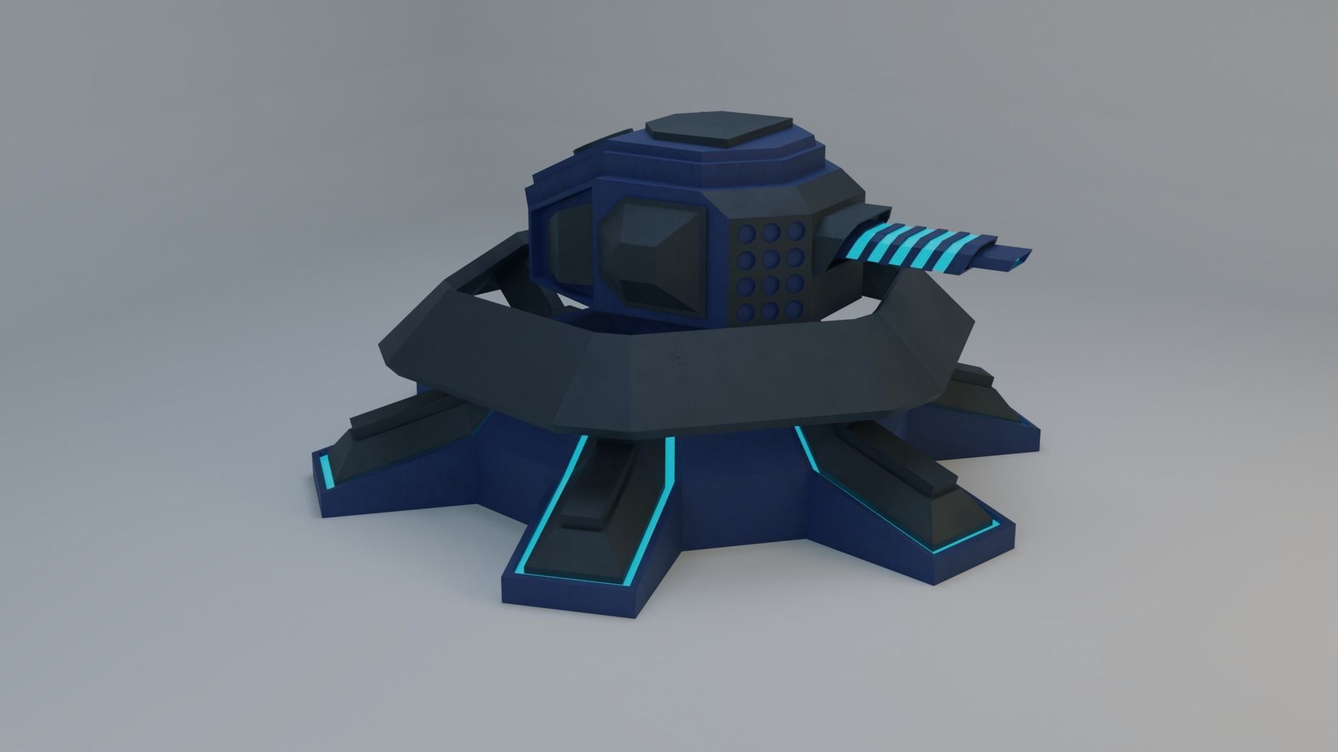 Sci-Fi Plasma Turret Free low-poly 3D model_6