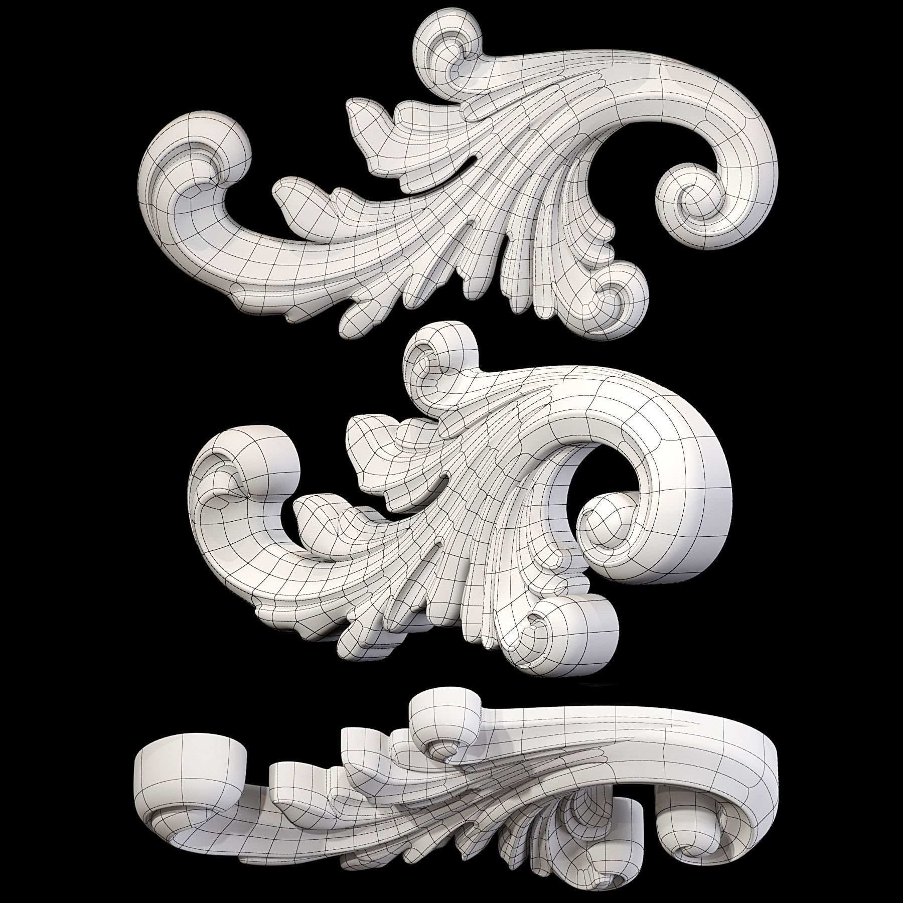 Classic carved 052 3D model_5