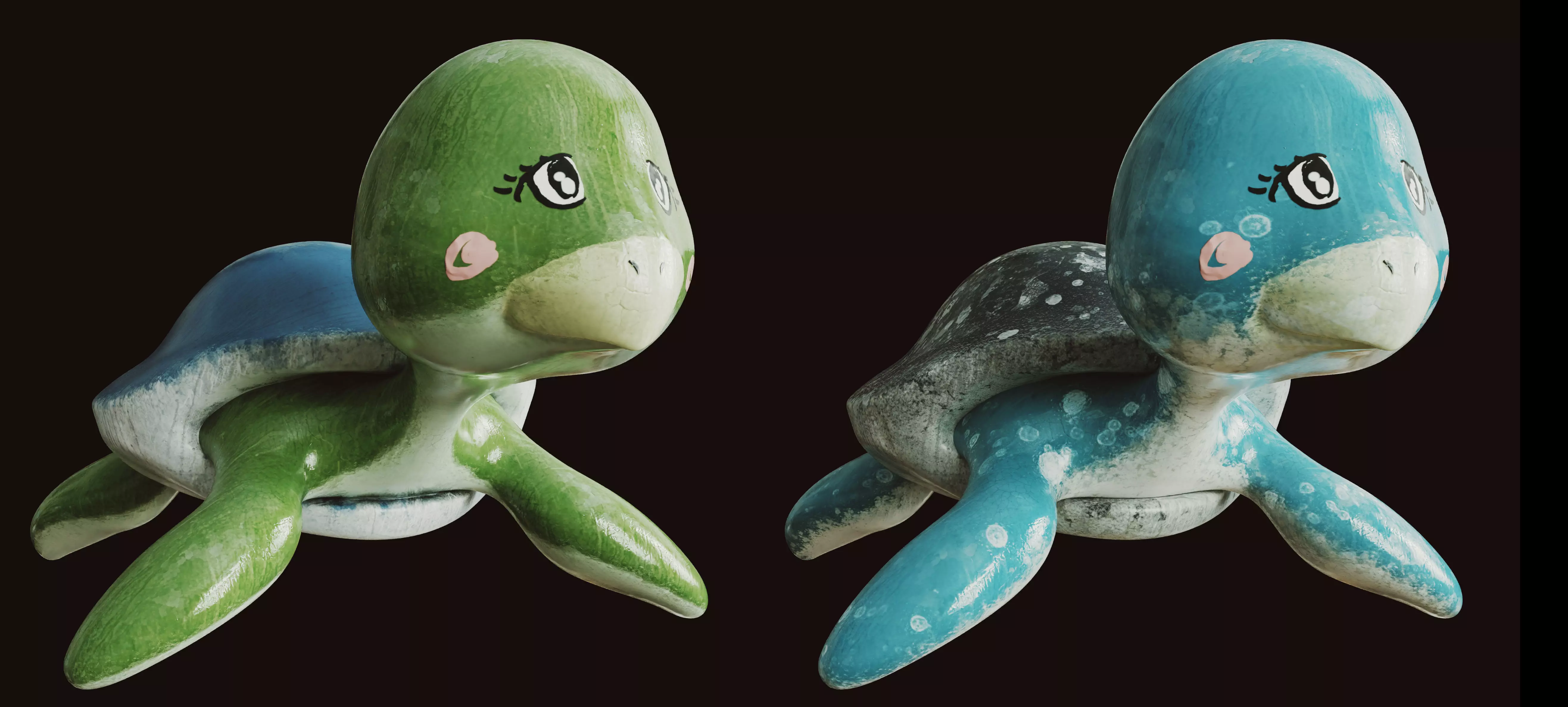 Turtle cute statue 3D model_0