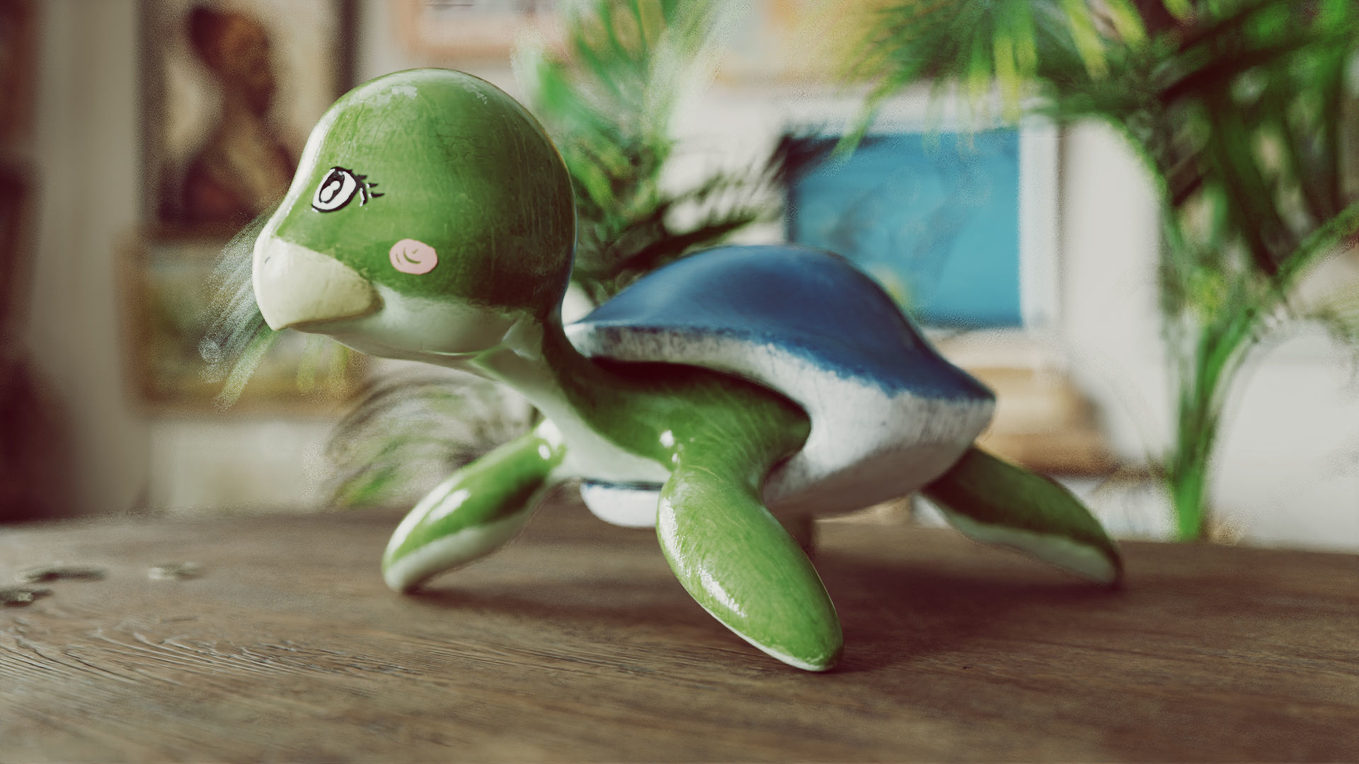 Turtle cute statue 3D model_5
