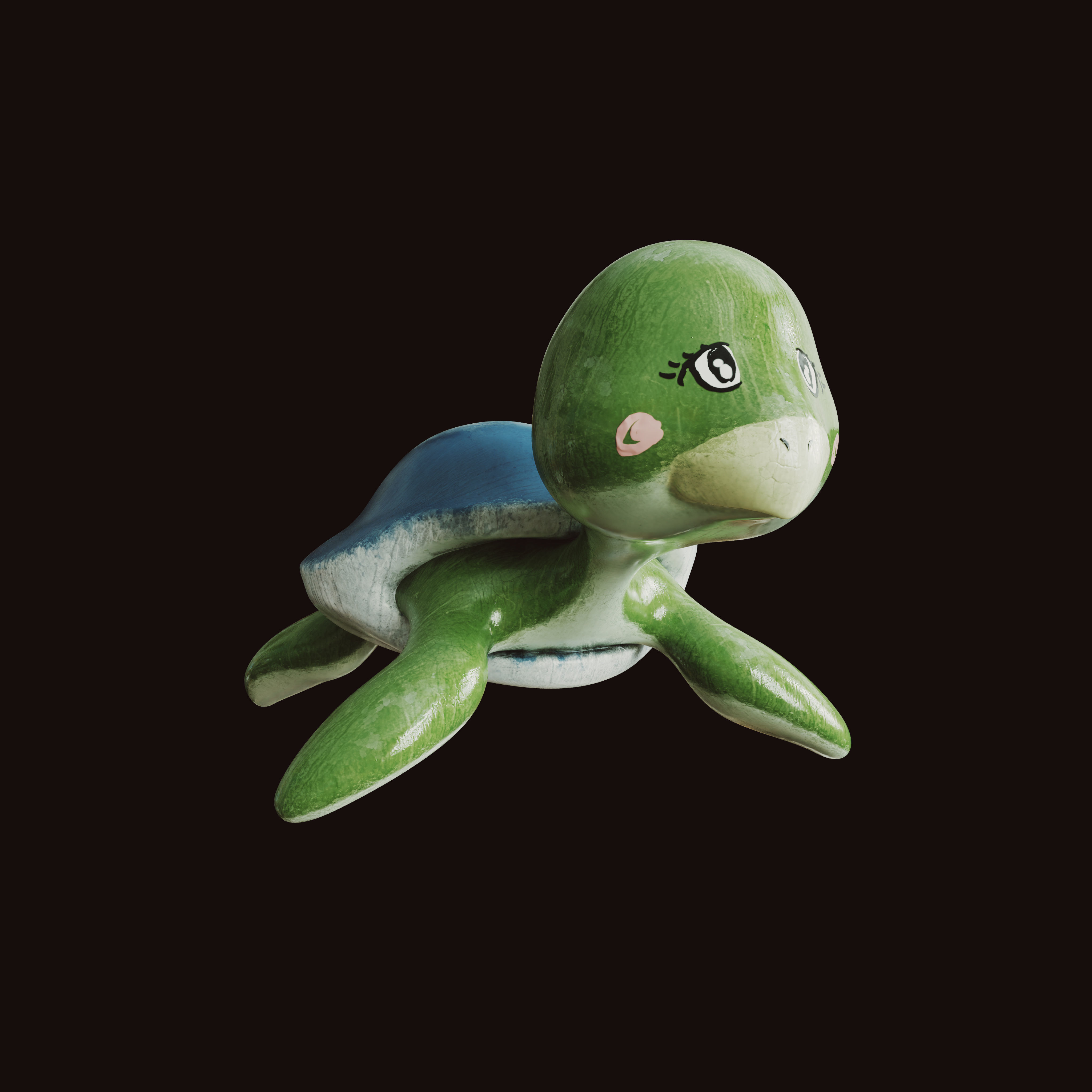 Turtle cute statue 3D model_8