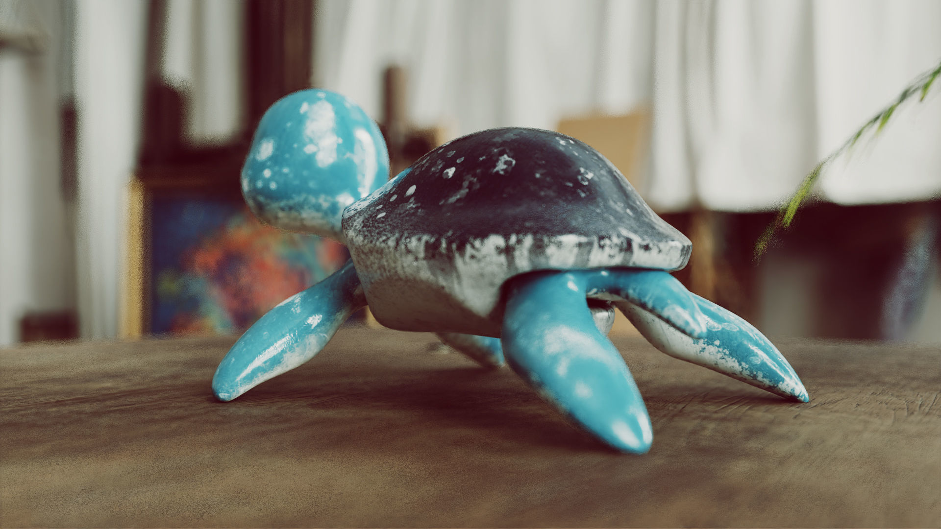 Turtle cute statue 3D model_4