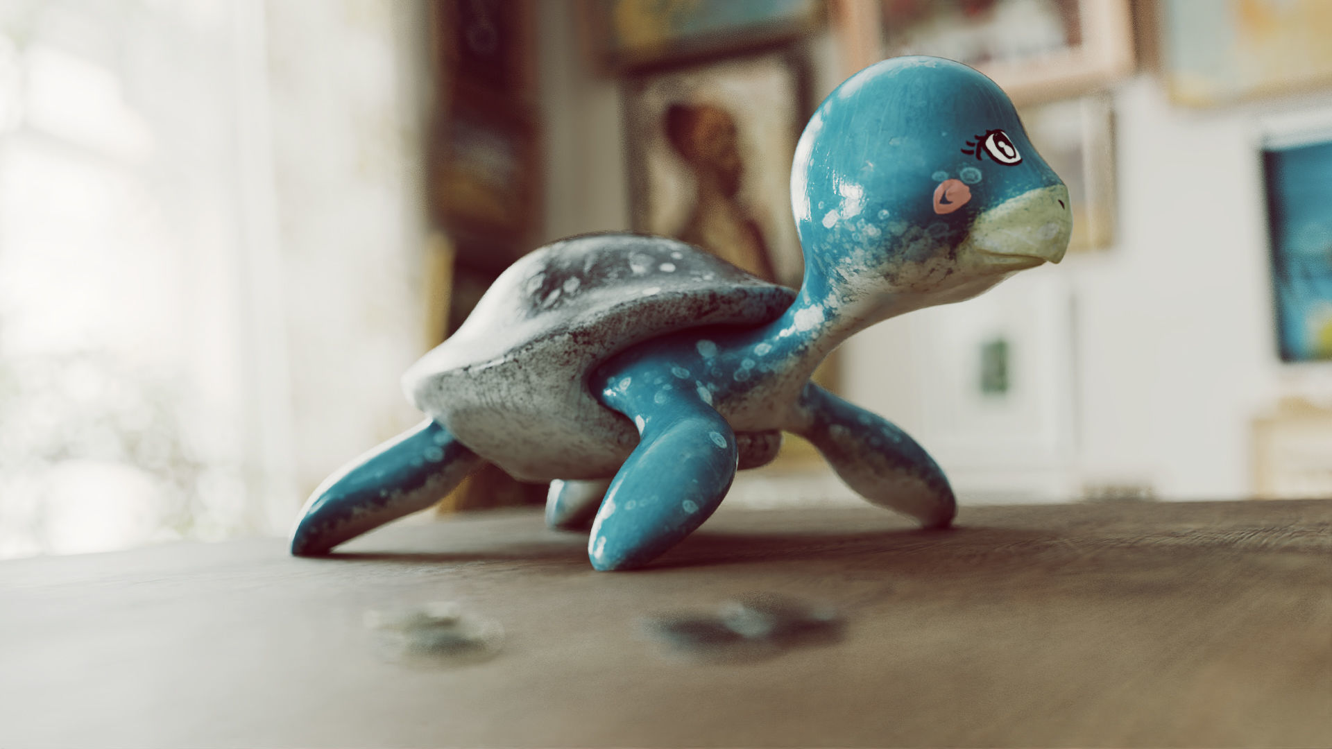 Turtle cute statue 3D model_3